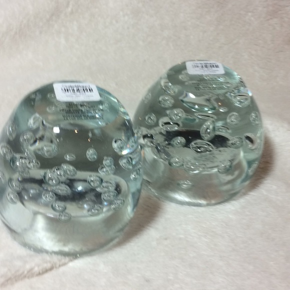 2 crate & barrel bubble sphere glass tealights /,Candle holders 3” Handmade - Picture 4 of 5